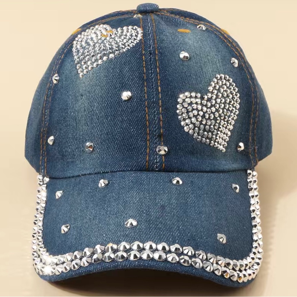 Rhinestone Decor Denim Baseball Cap For Men,Women,Couples